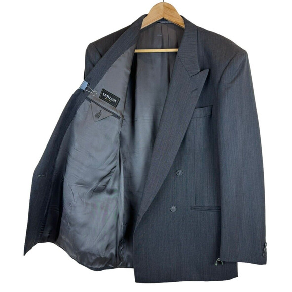 LUBIAM Men's Double Breasted Men's Sport Coat Blazer Size 44R US 100% Wool Italy - Picture 1 of 7